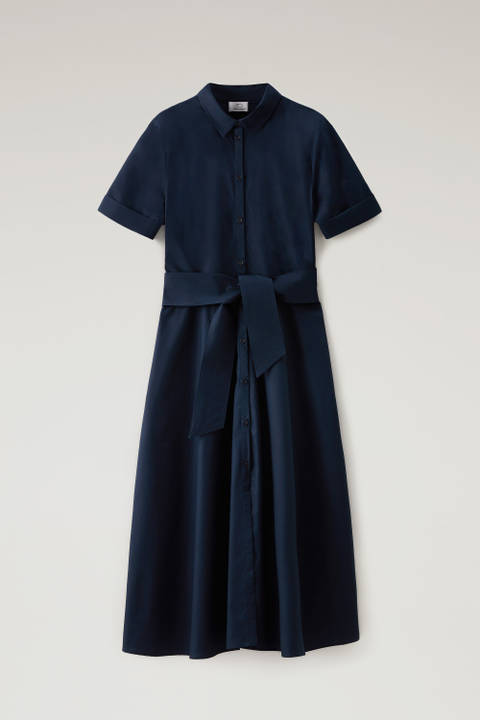 Vestido camisero midi de popelina de puro algodón Azul photo 2 | Woolrich