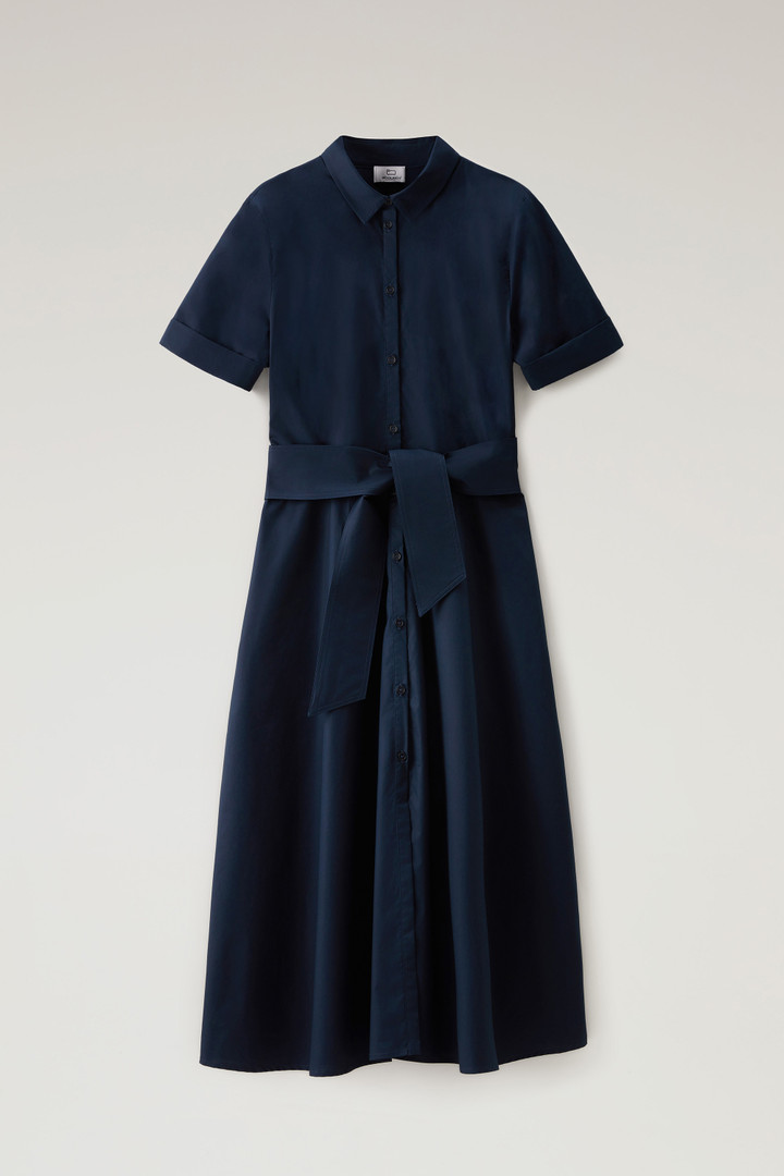 Vestido camisero midi de popelina de puro algodón Azul photo 5 | Woolrich
