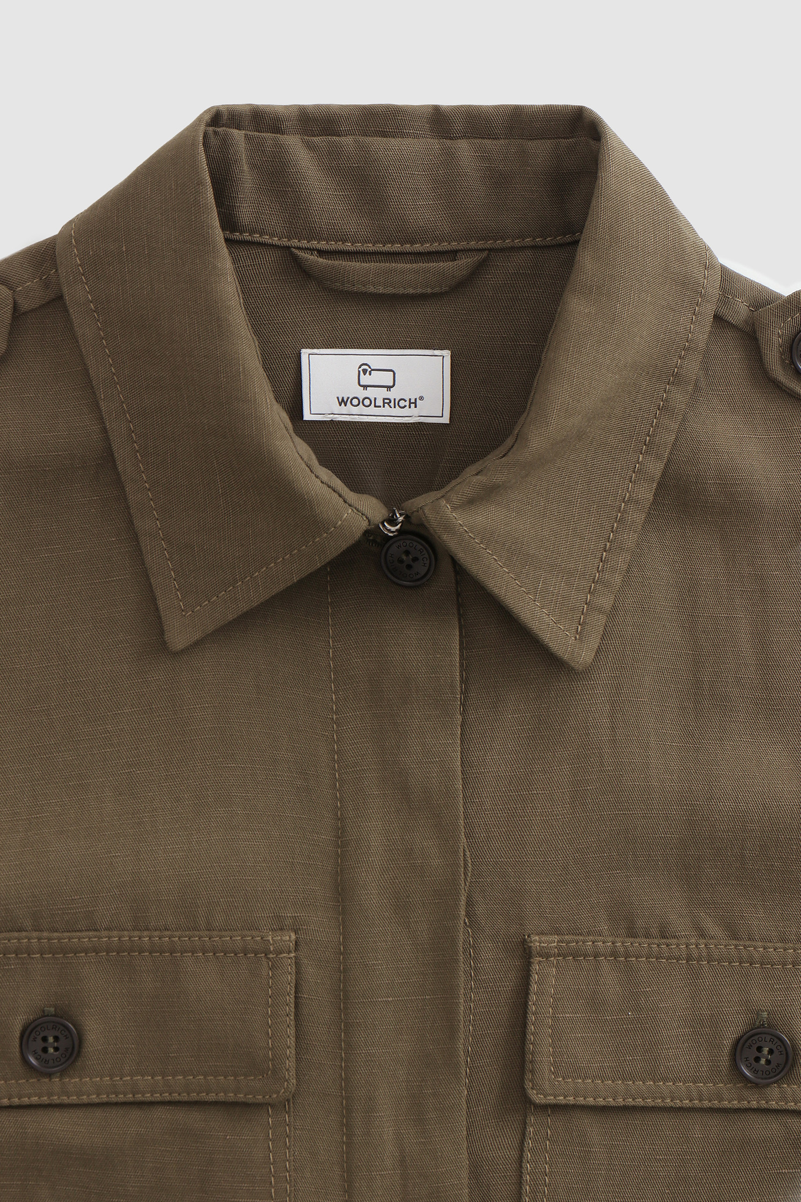 Outdoor Overshirt in Linen Blend Green photo 5 | Woolrich