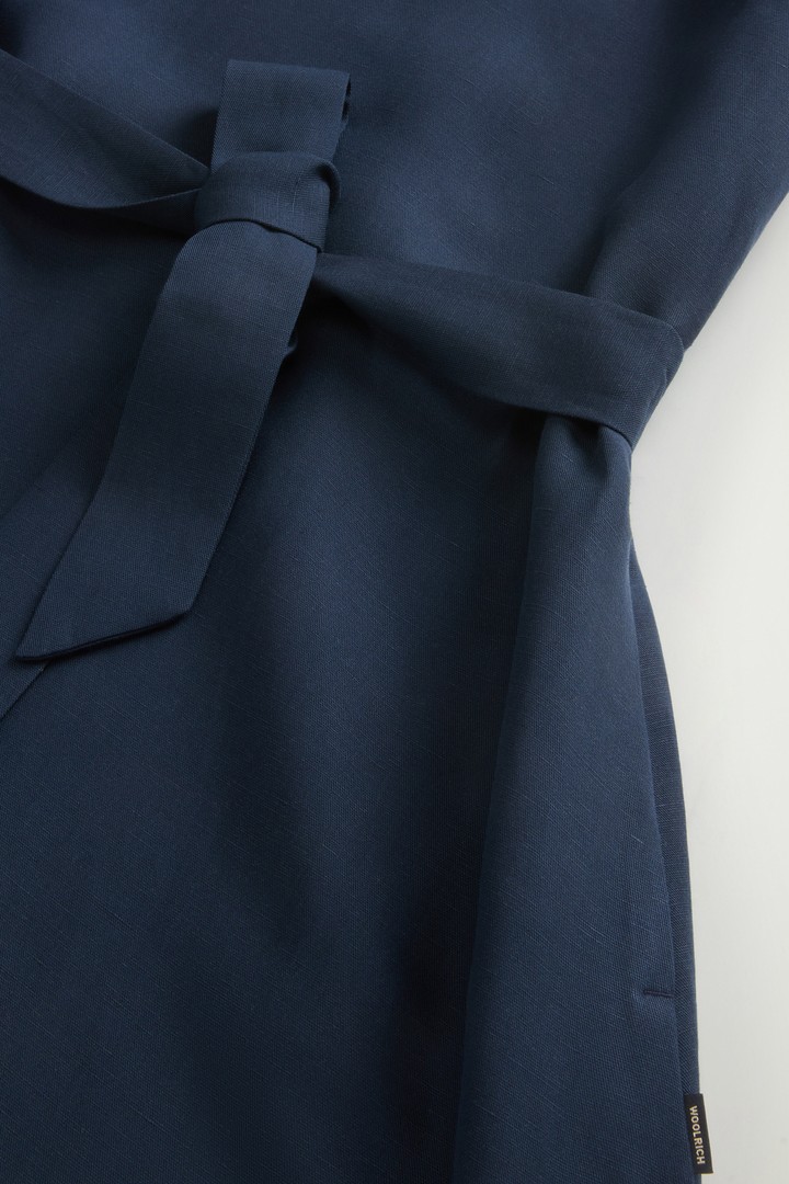 Sleeveless Dress in Linen Blend with Belt Blue photo 7 | Woolrich
