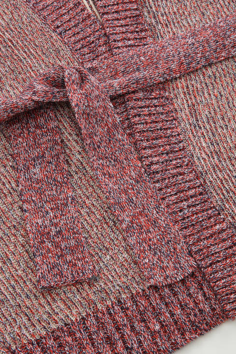 Cardigan en coton et lin avec détails contrastés Rouge photo 2 | Woolrich