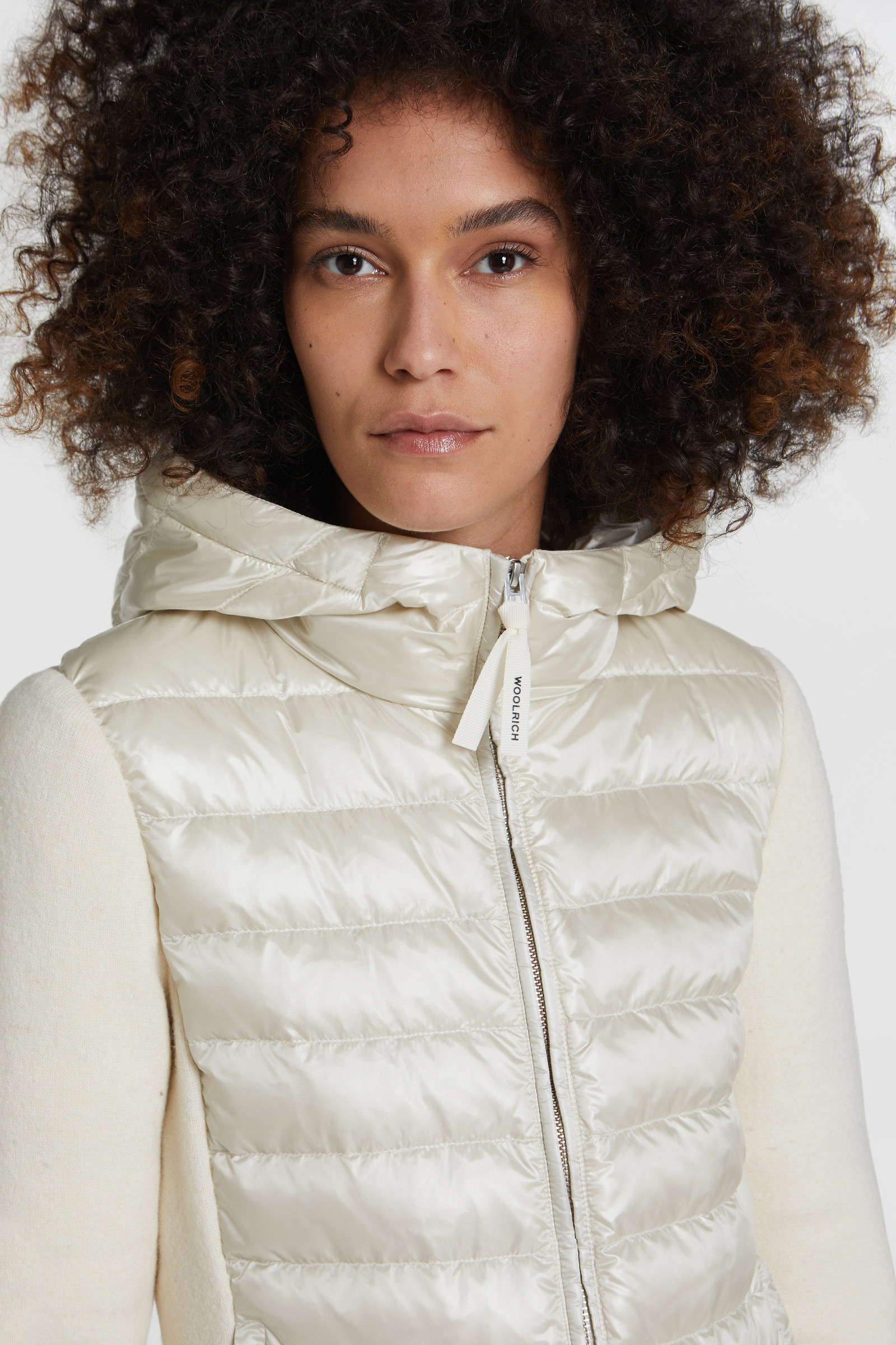 Padded Sweatshirt With Hood And Fox Fur