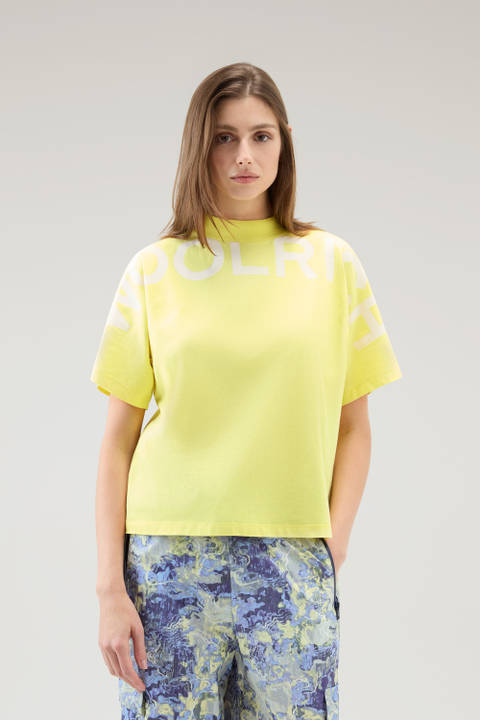 Pure Cotton T-Shirt with Maxi Print Yellow | Woolrich