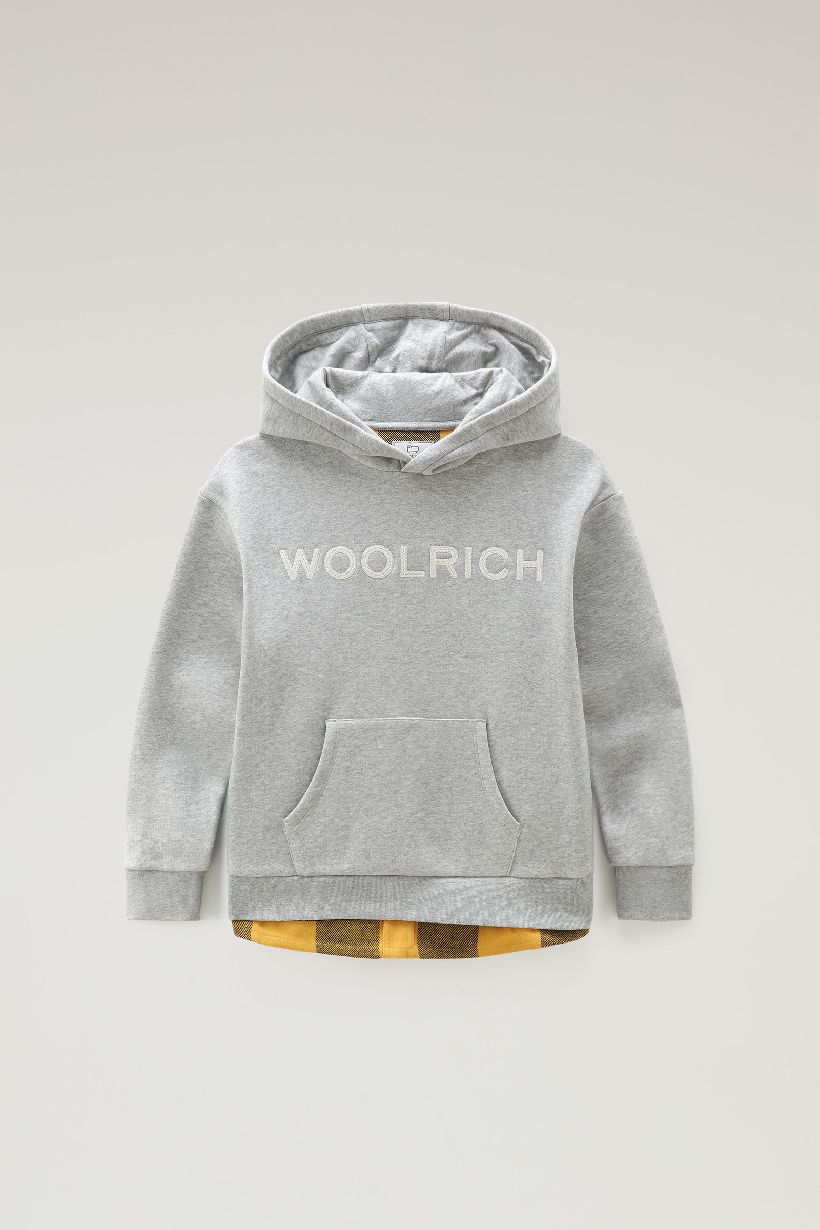Jungenkapuzenpulli mit Logo und Buffalo-Karomuster auf der Rückseite gelb photo 4 | Woolrich