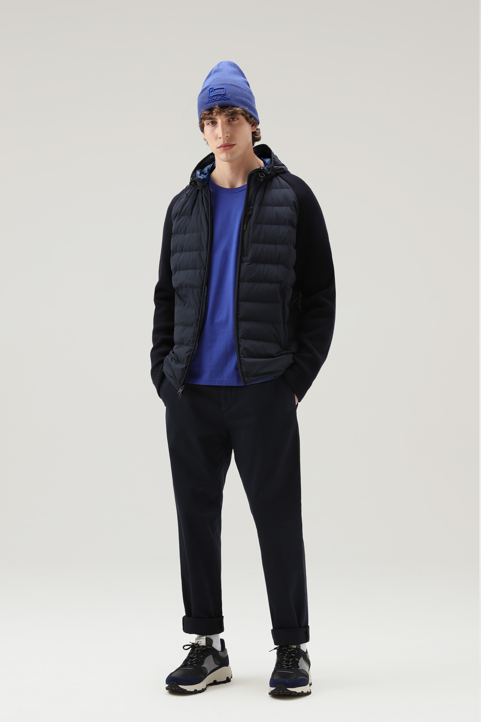Stretch Nylon Sundance Hooded Hybrid Jacket Blue photo 2 | Woolrich