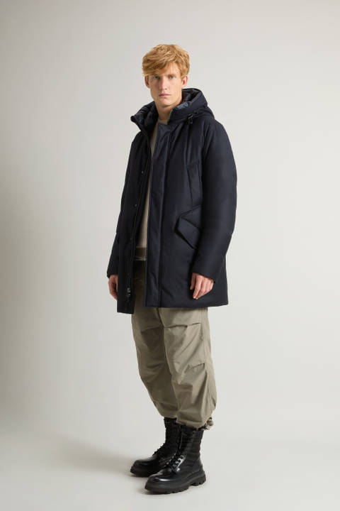 Parka in Italian Wool and Silk Blend Crafted with a Loro Piana Fabric Blue | Woolrich