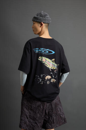 Pure Cotton T-Shirt with Rear Print by Todd Snyder Black | Woolrich
