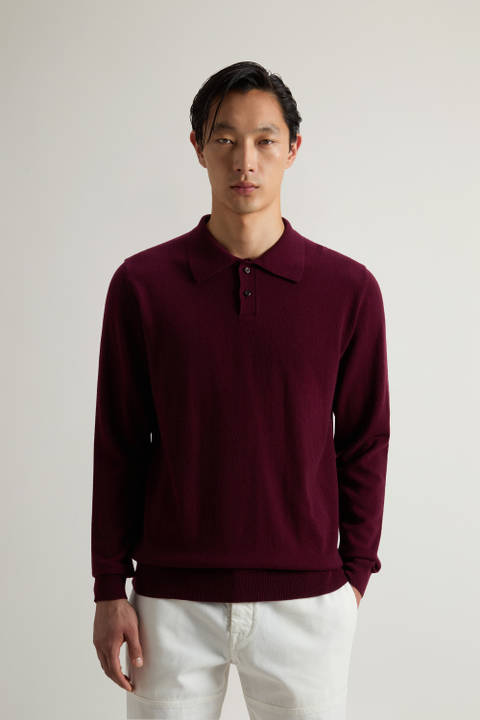 Pure Cashmere Long-Sleeved Polo Sweater Purple | Woolrich