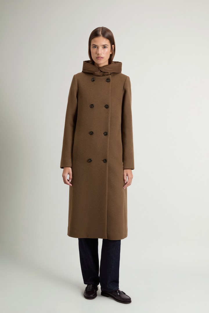 Women's Double-Breasted Coat in Melton Wool Blend green | Woolrich BG