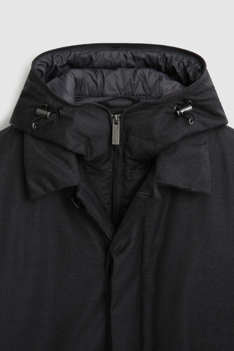 Luxury 2-in-1 coat in fine Italian wool and silk crafted with a Loro Piana fabric
