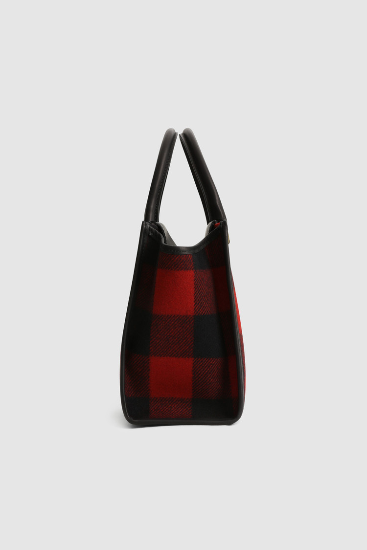 Wool Tote Bag with check pattern