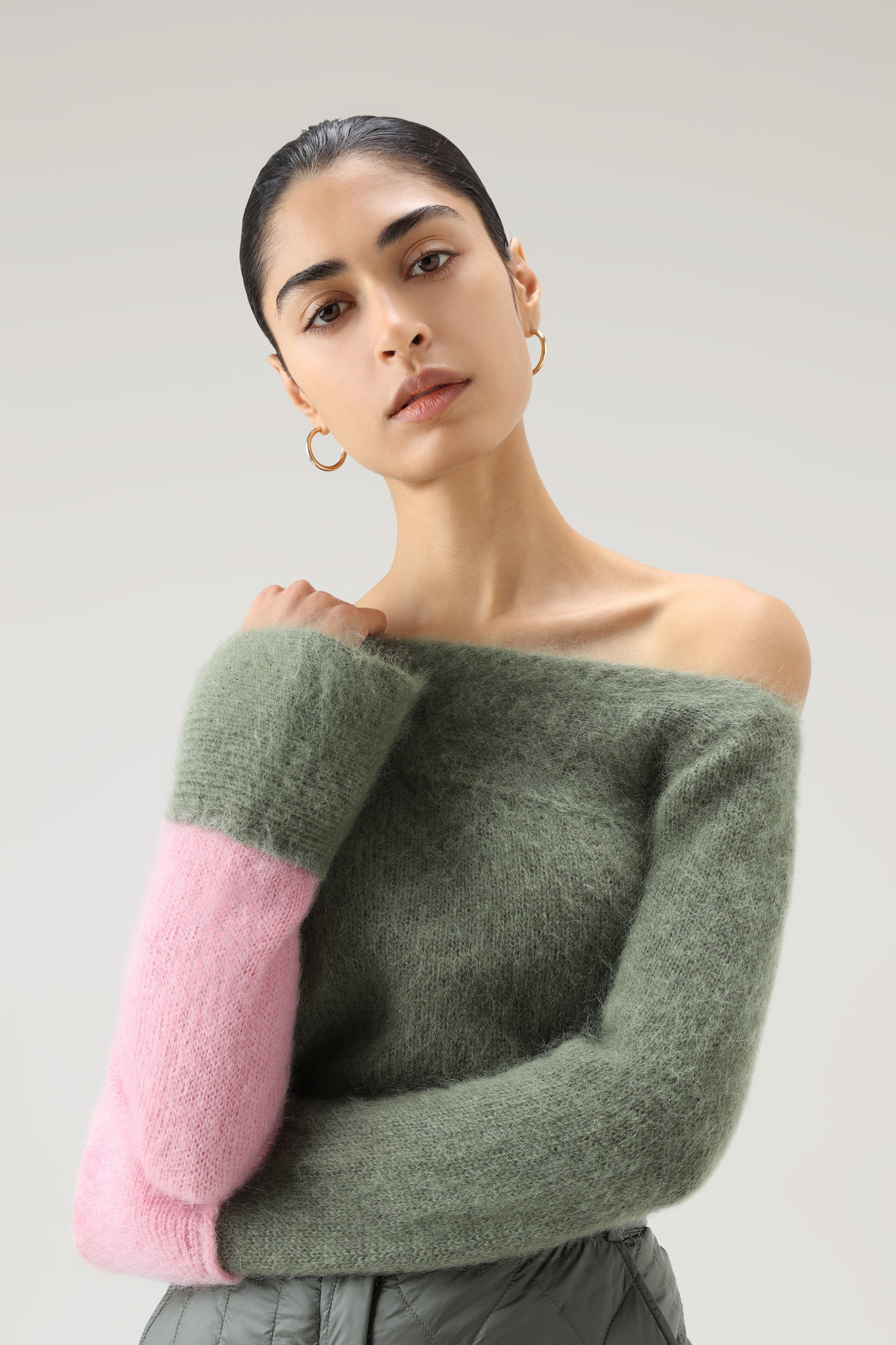 Mohair Wool Blend Asymmetric Knit Top - Daniëlle Cathari / Woolrich Green photo 5 | Woolrich