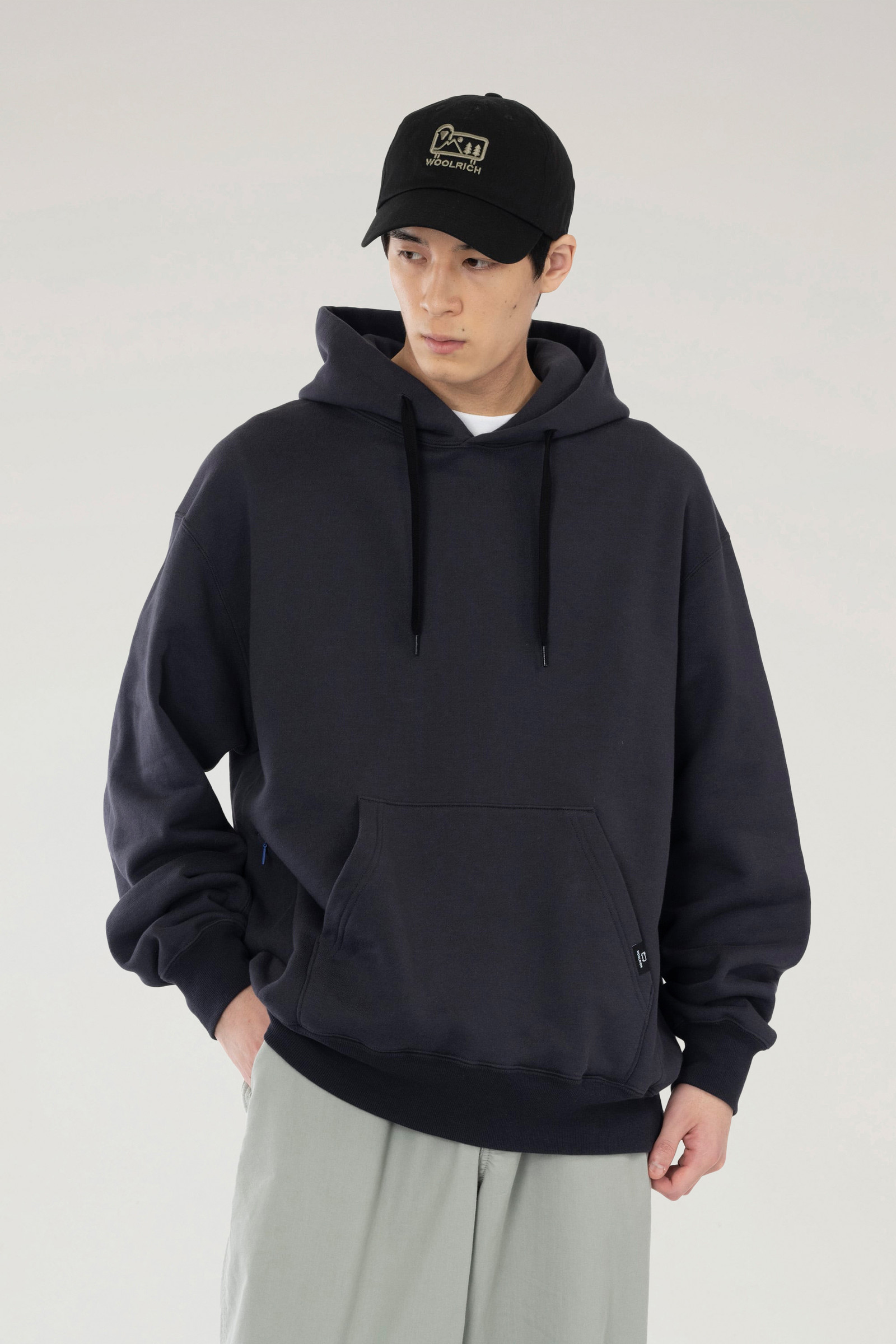 Mountain Hoodie in a Cotton Fleece and Cordura Nylon Blend Black | Woolrich