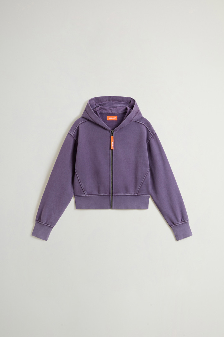 Felpa crop con cappuccio da ragazza in puro cotone tinta in capo Viola photo 5 | Woolrich