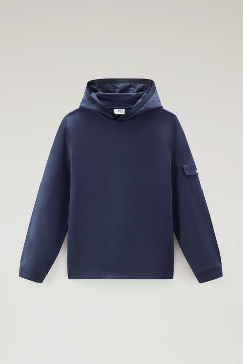 Hooded Pure Cotton Sweatshirt with Pocket Blue photo 2 | Woolrich