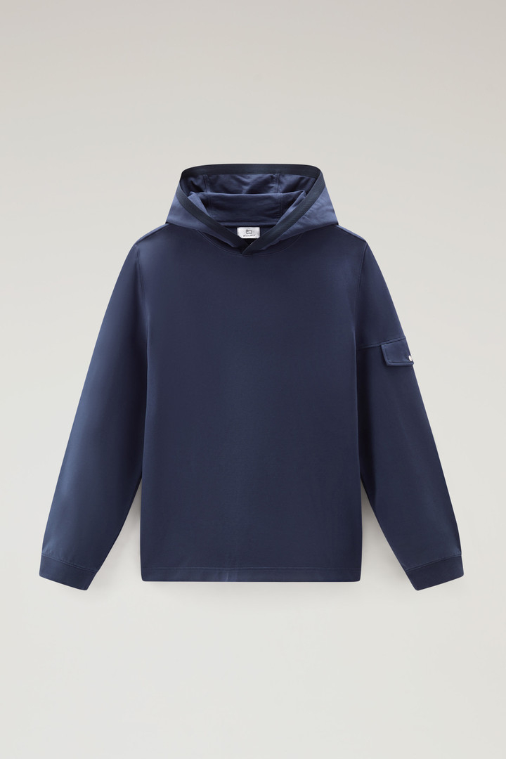 Sweatshirt aus reiner Baumwolle mit Kapuze und Tasche Blau photo 5 | Woolrich