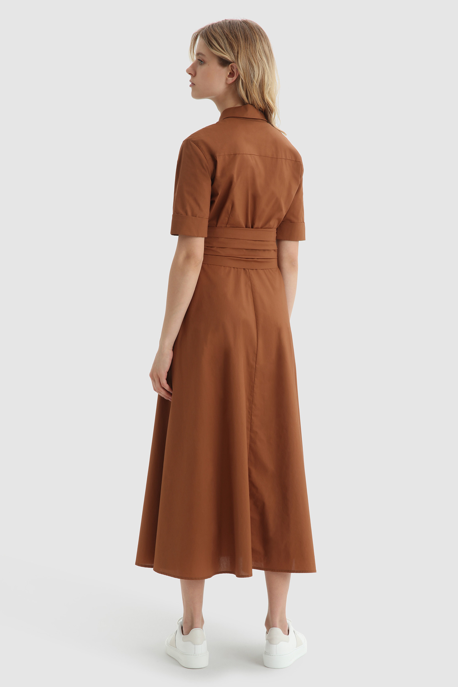 Vestito lungo in popeline di cotone donna marrone | Woolrich Italia