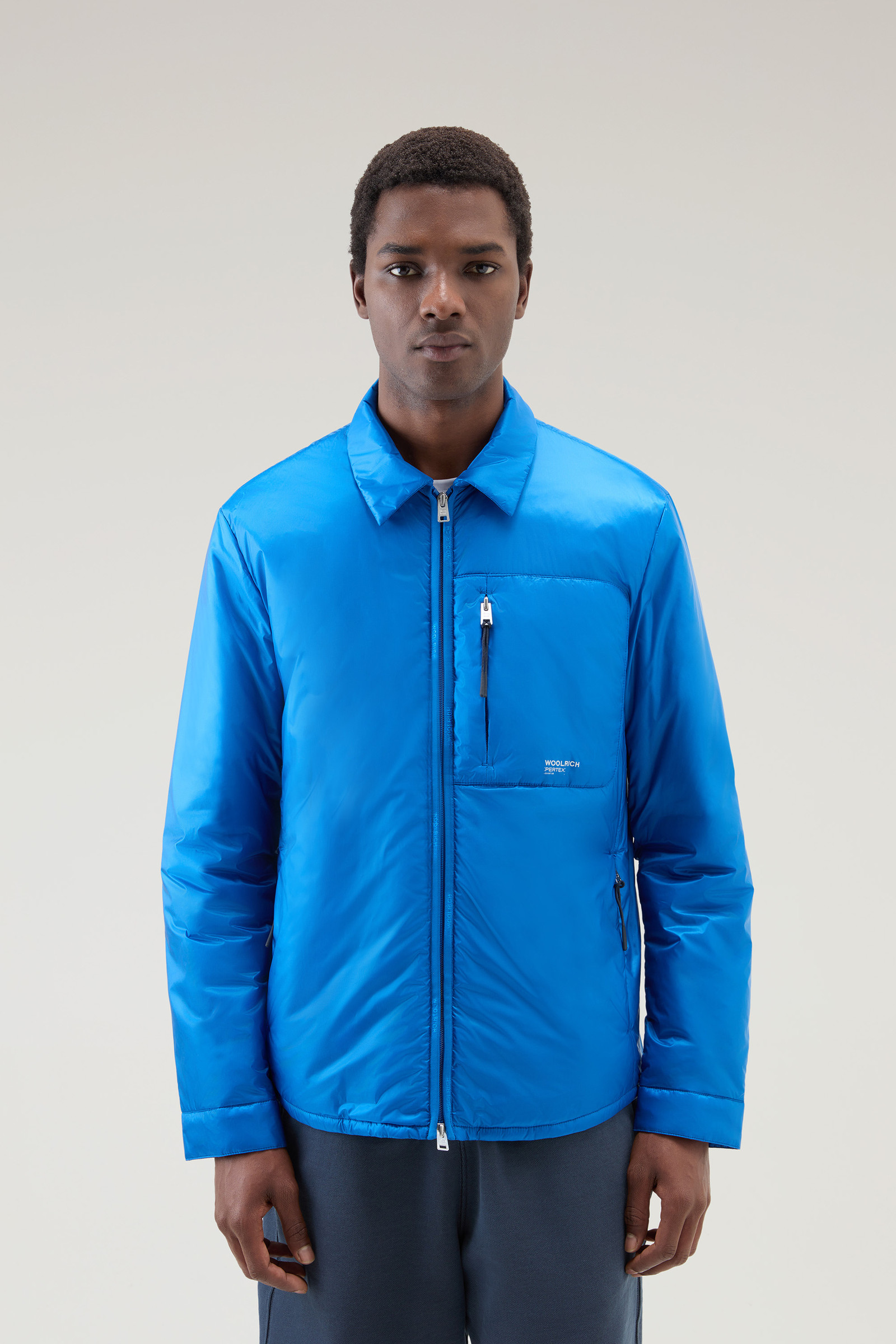 Men's Padded Overshirt in Recycled Pertex Quantum Blue | Woolrich UK