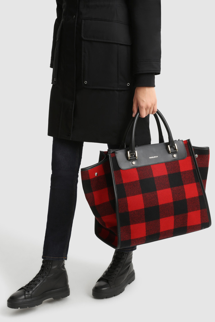Sac fourre-tout surdimensionné en laine avec motif à carreaux