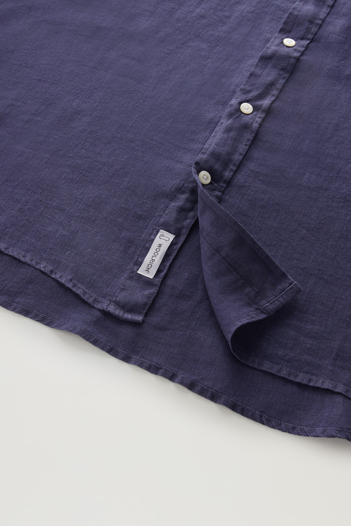 Overhemd van achteraf geverfd, zuiver linnen Blauw photo 8 | Woolrich