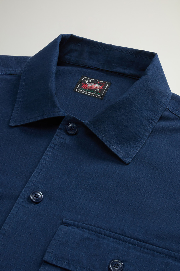 Garment-Dyed Pure Cotton Ripstop Shirt by Todd Snyder Blue photo 6 | Woolrich