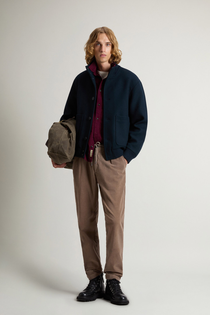 Bomber Jacket in Melton Virgin Wool Blend Blue photo 2 | Woolrich