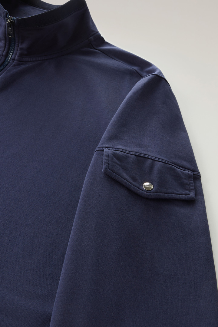 Sweat-shirt en pur coton avec fermeture zippée et col montant Bleu photo 7 | Woolrich