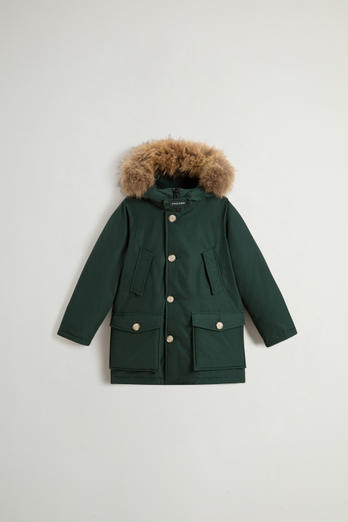 Boy's Arctic Parka in Ramar Cloth with Detachable Fur Green | Woolrich