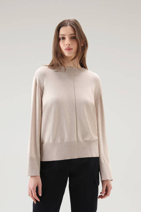 Crewneck Sweater in a Cotton Cashmere Blend Beige | Woolrich