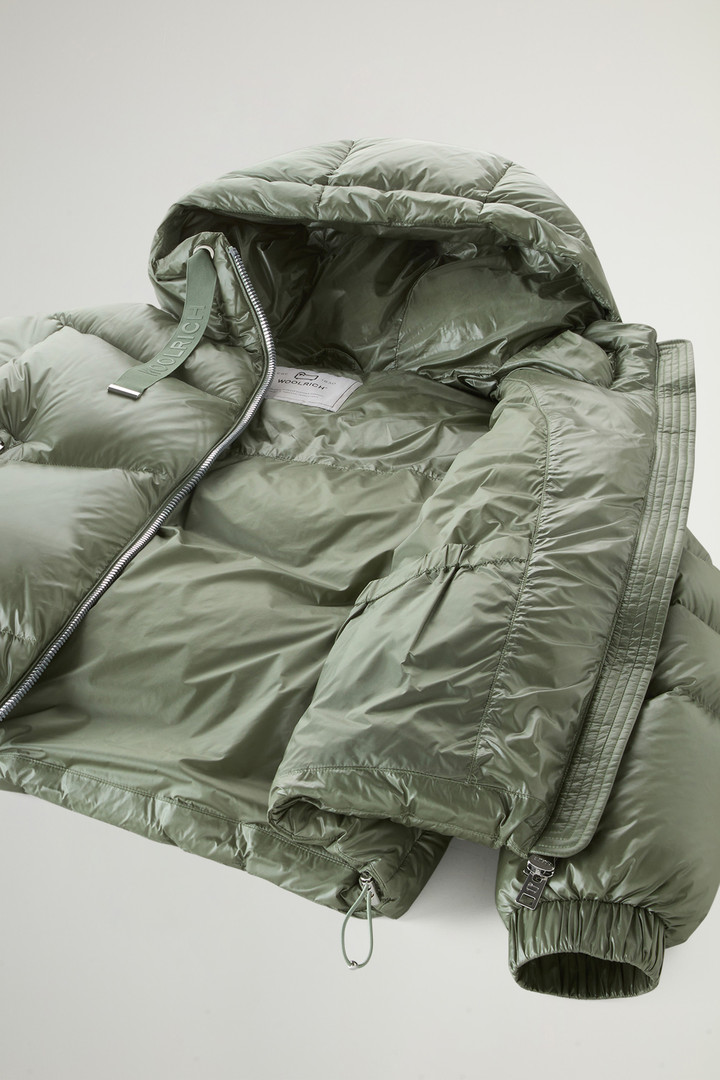 Aliquippa Short Down Jacket in Glossy Nylon Green photo 10 | Woolrich