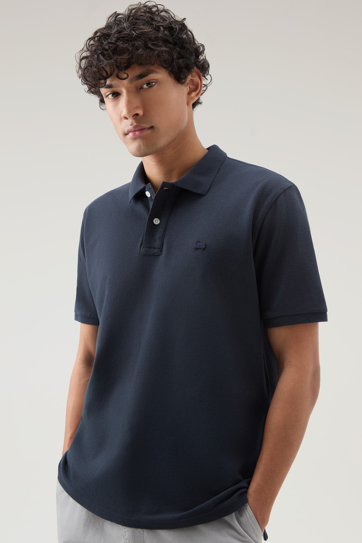 Polo-Shirt aus Piqué aus reiner Baumwolle Blau photo 4 | Woolrich