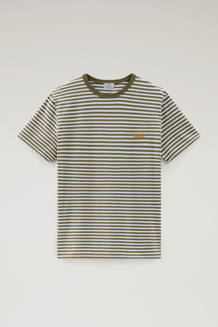 Striped T-Shirt in Stretch Cotton Jersey Green photo 5 | Woolrich
