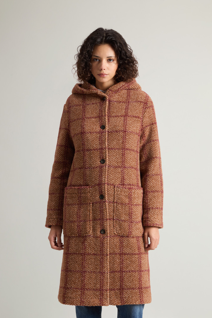 Gentry Long Check Coat with Hood Brown photo 1 | Woolrich