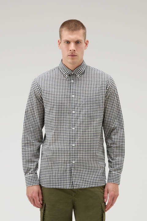 Madras-Shirt aus reiner karierter Baumwolle Blau | Woolrich