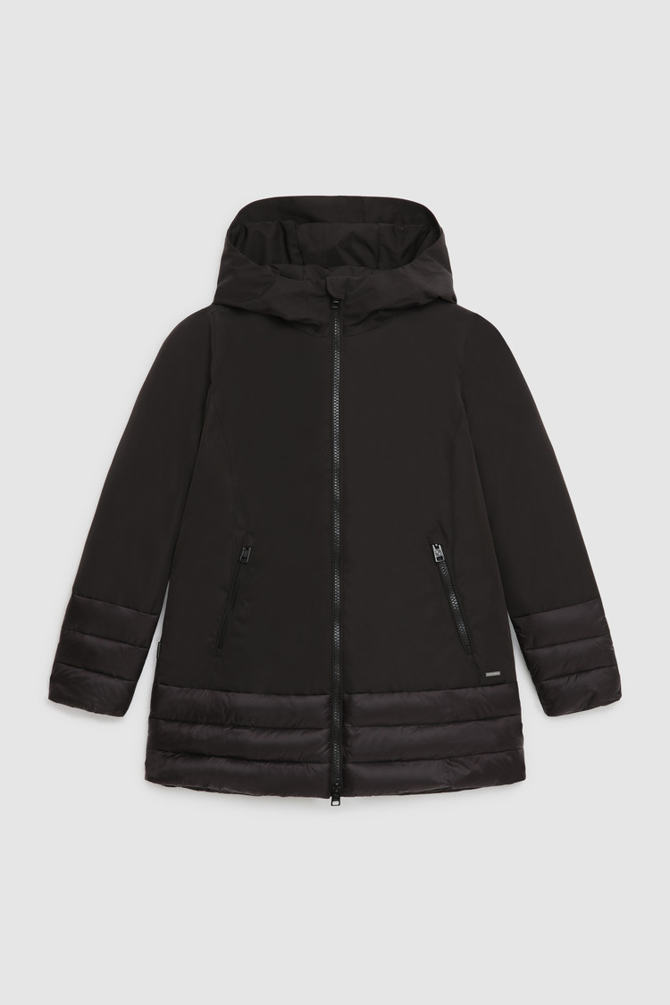 Girl's Hybrid Jacket in nylon and technical fabric