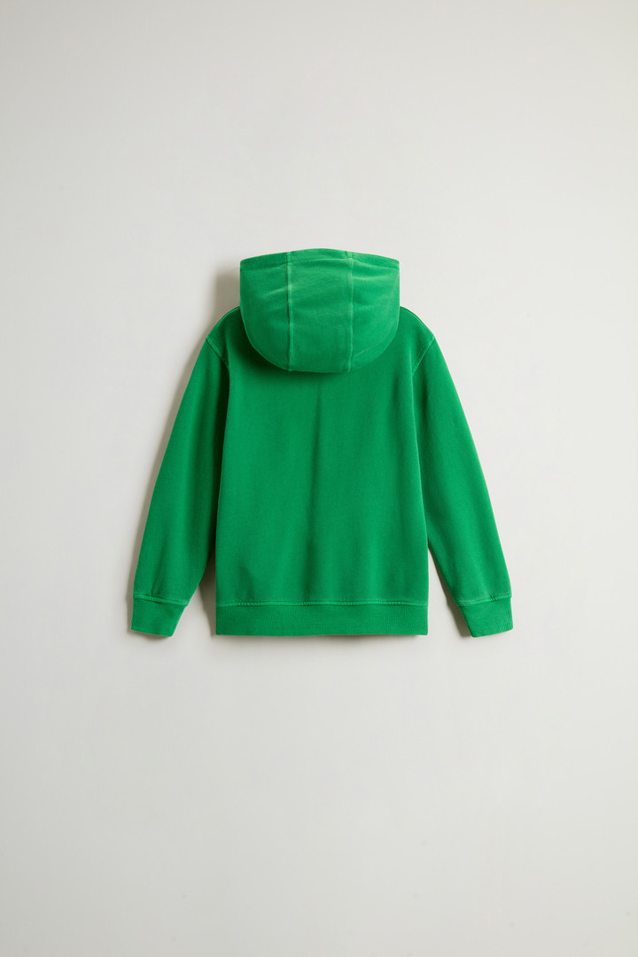 Garment-dyed Boys’ Hoodie in Pure Cotton Green photo 2 | Woolrich