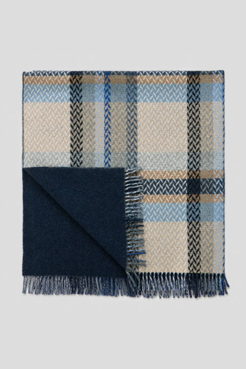 Jacquard Check Blanket in a Wool Blend Blue photo 2 | Woolrich