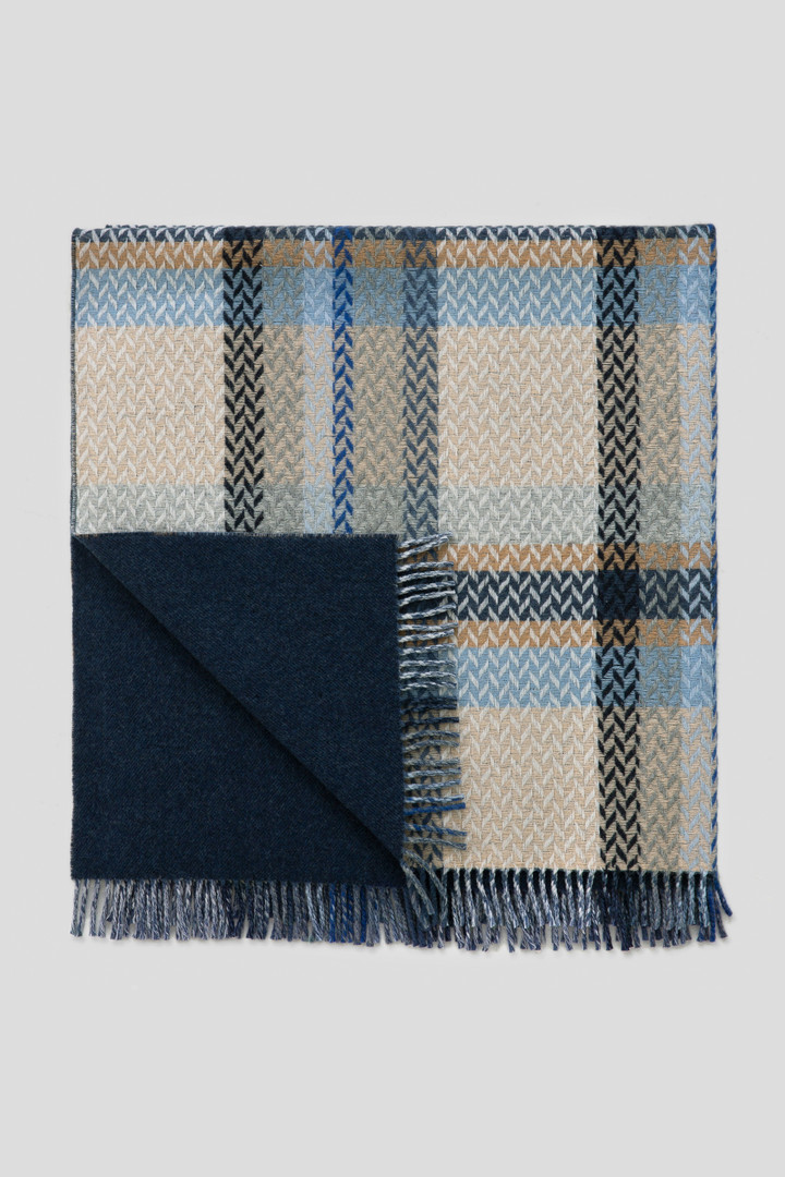 Jacquard Check Blanket in a Wool Blend Blue photo 4 | Woolrich