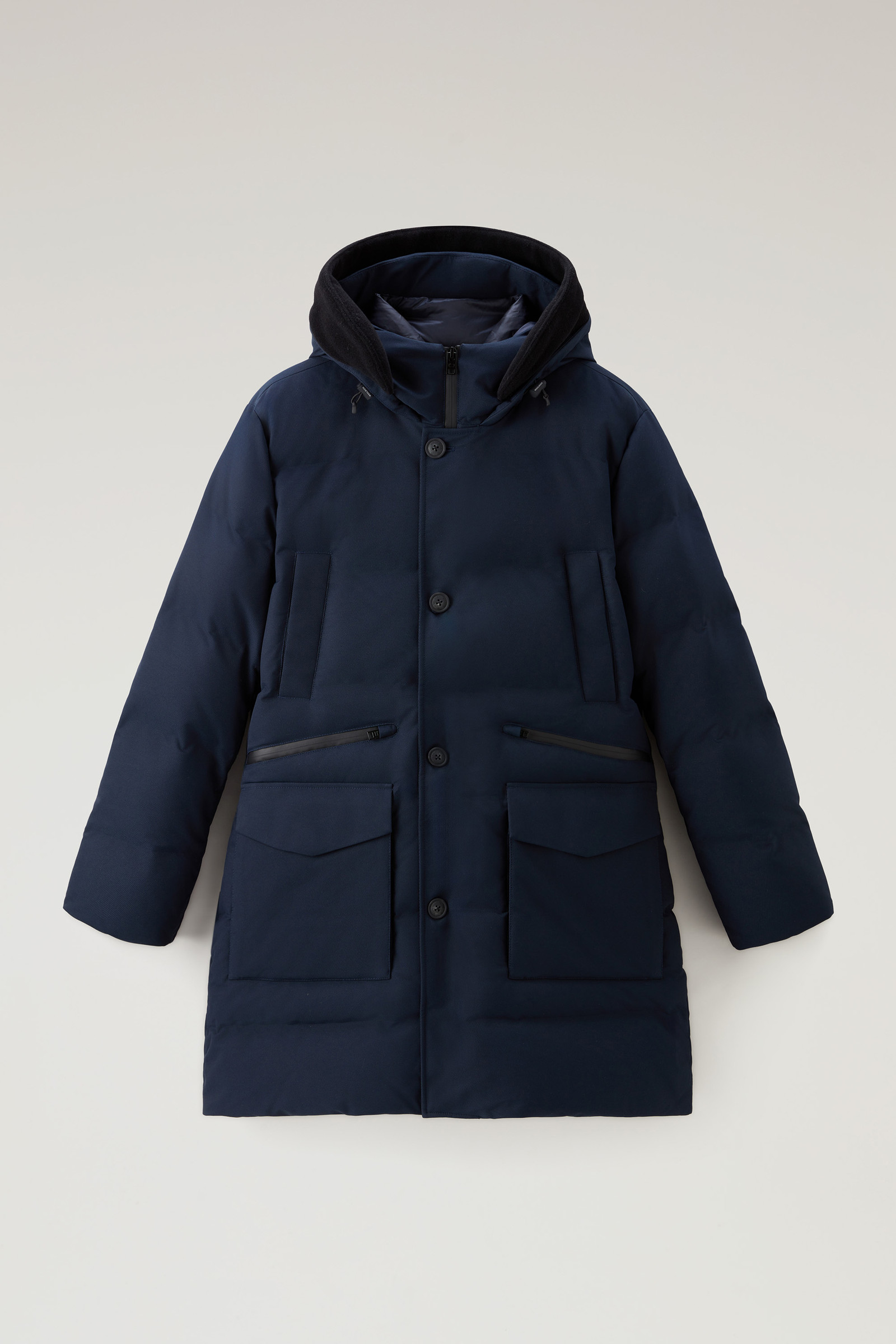 Parka with Detachable Wool Visor - Men - Blue