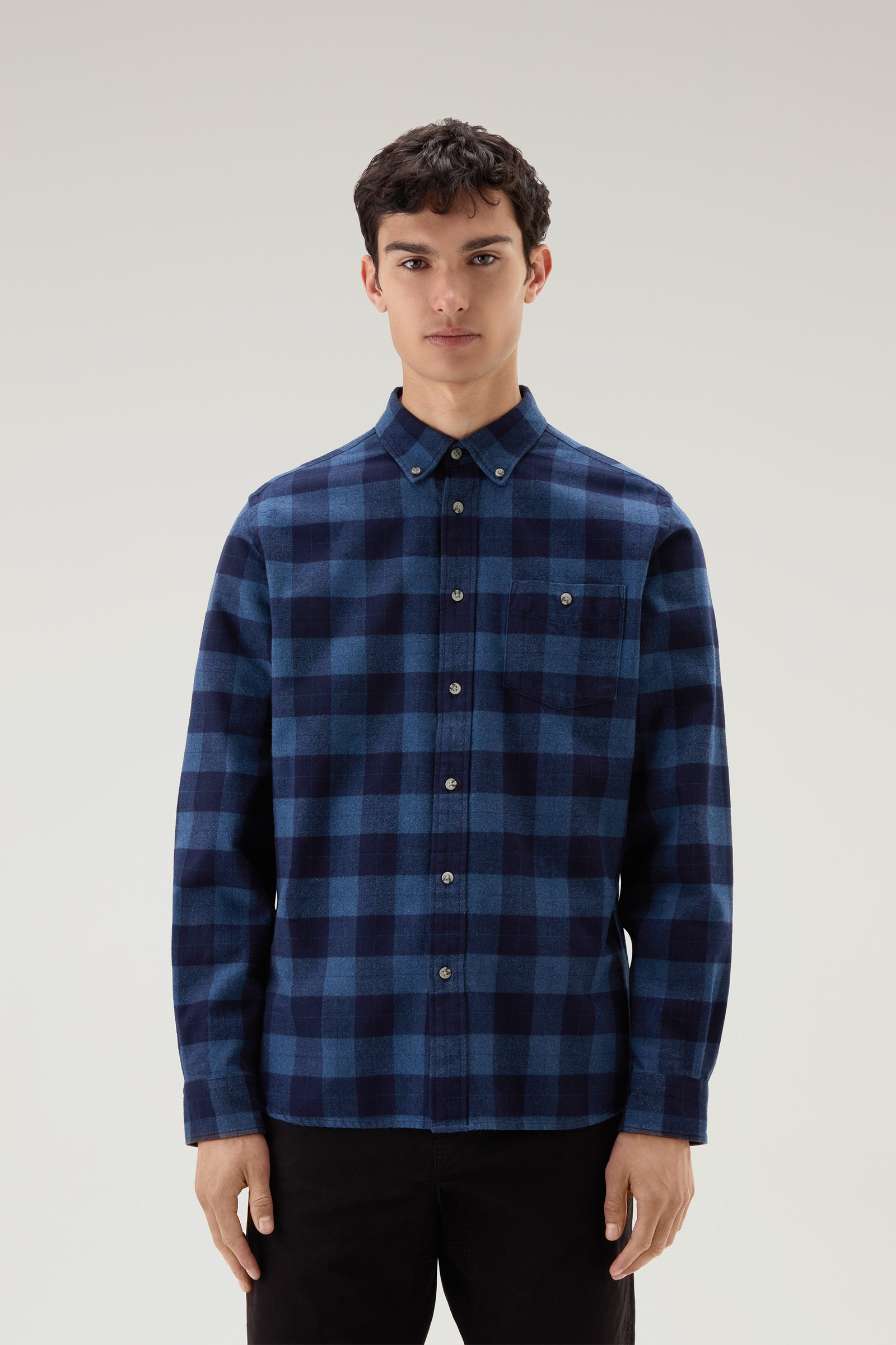 Men's Traditional Flannel Check Shirt Blue | Woolrich USA