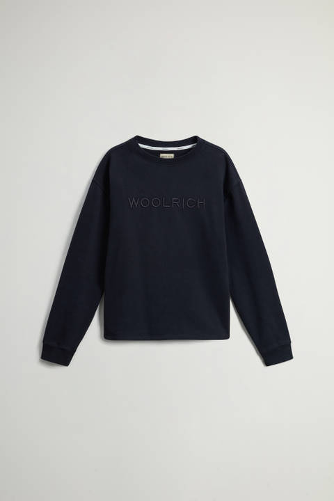 Pure Cotton Crewneck Sweatshirt with Embroidered Lettering on the Chest Black photo 2 | Woolrich