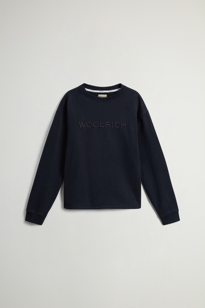 Pure Cotton Crewneck Sweatshirt with Embroidered Lettering on the Chest Black photo 5 | Woolrich