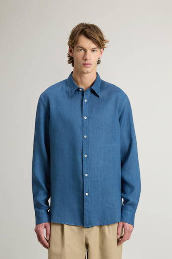 Achteraf geverfd overhemd van puur linnen Blauw | Woolrich