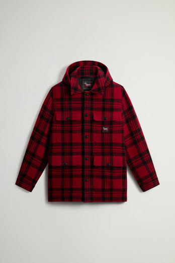 Veste à carreaux et capuche amovible en laine mélangée Lyria by Todd Snyder Rouge photo 1 | Woolrich