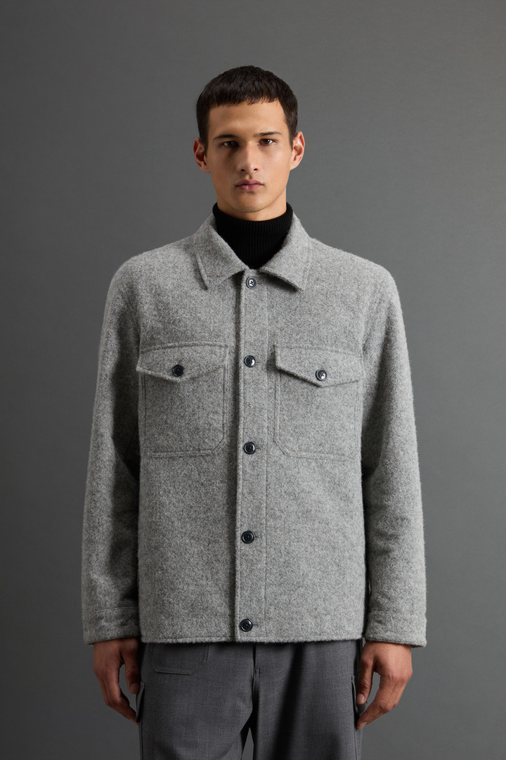 Overshirt in Italian Wool Blend with Reflective Coating by Todd Snyder Gray photo 1 | Woolrich