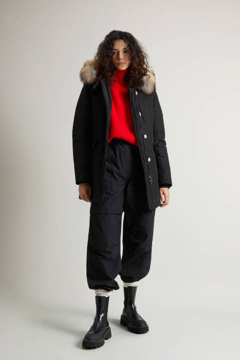 Arctic Parka in Ramar Cloth with Detachable Fur Trim Black | Woolrich