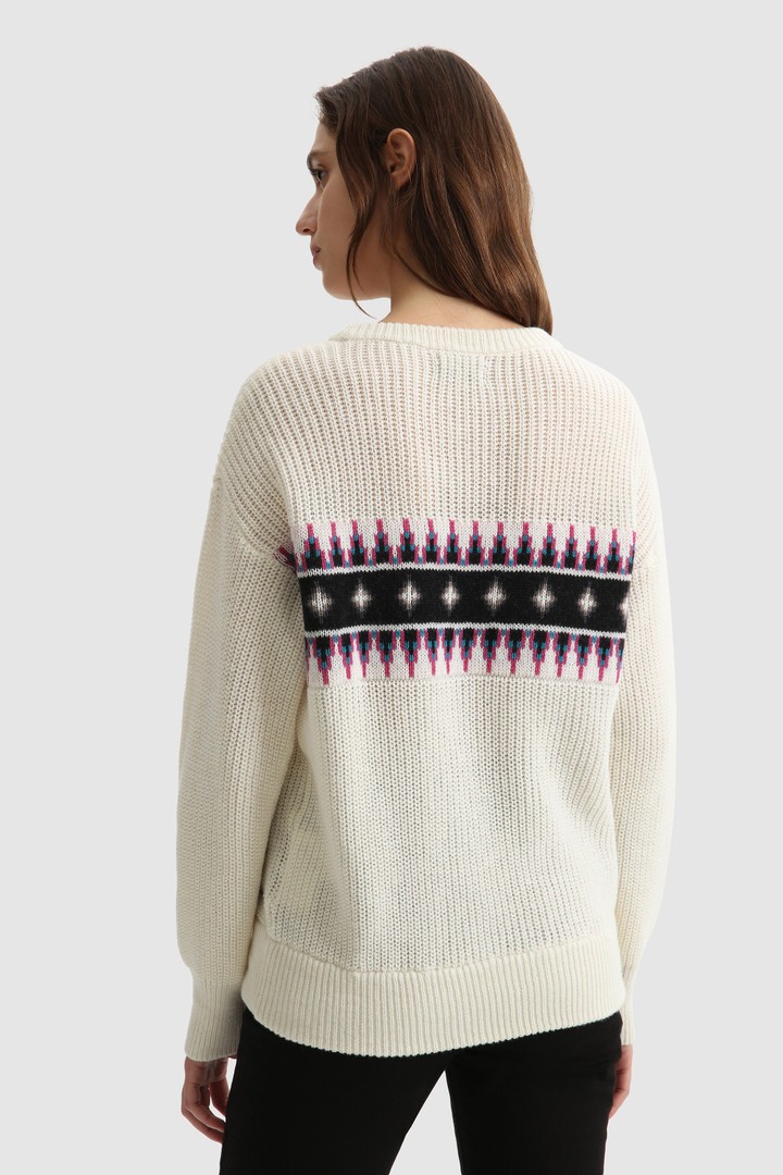 Jacquard pattern Crewneck Sweater in virgin wool