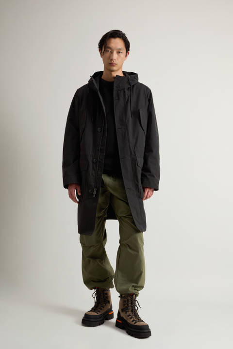 3-in-1 Mountain Cloth Parka with Camouflage Inner Jacket Black | Woolrich