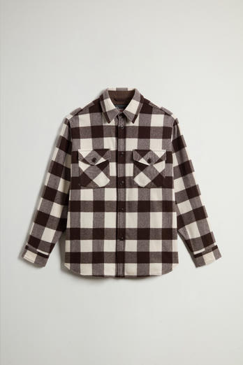 Check Overshirt in Pure Cashmere by Todd Snyder Brown photo 1 | Woolrich