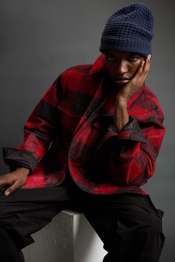 Overshirt in Italian Wool Blend with Checked Pattern by Todd Snyder Red photo 4 | Woolrich